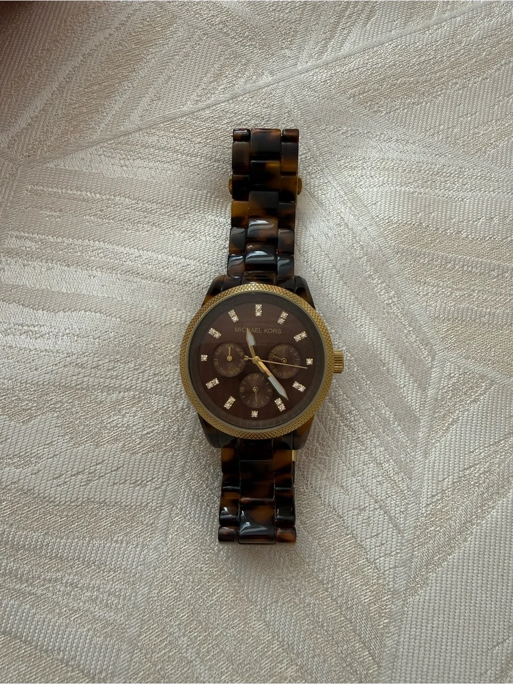 Michael Kors Tortoiseshell Brown and Gold Men’s Chronograph Watch